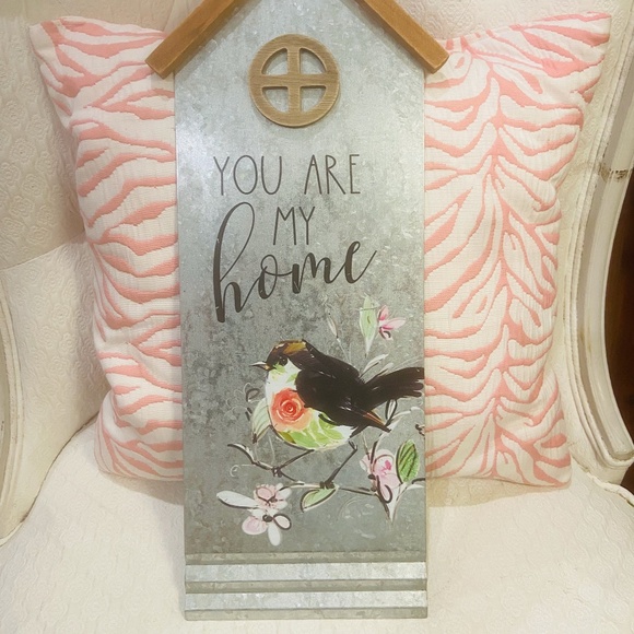 MR7-New Ganz Wood & Tin Sign with Bird and Flowers - Picture 2 of 9